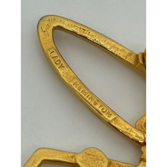 Vintage Lady Brooch Remington JJ Gold-Tone Woman With Rhinestone Accents - Picture 5 of 16